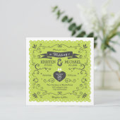Boho Wirbel, Curls, Banner & Lovebirds Hochzeit (Stehend Vorderseite)