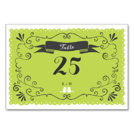 Boho Wirbel, Curls, Banner & Lovebirds Hochzeit Tischnummer