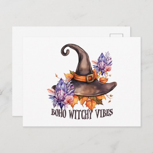 Boho Witchy Vibes Halloween Postkarte (Vorne/Hinten)