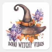Boho Witchy Vibes Halloween Quadratischer Aufkleber (Vorderseite)