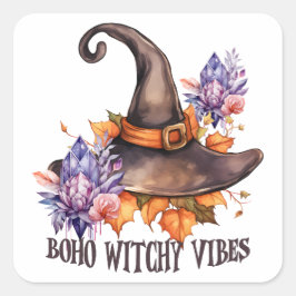 Boho Witchy Vibes Halloween Quadratischer Aufkleber