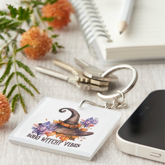 Boho Witchy Vibes Halloween Schlüsselanhänger (Vorderseite rechts)