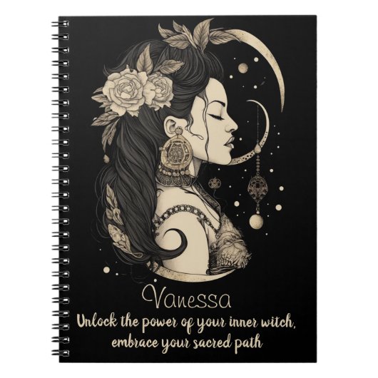 Boho Witchy Vibes in Black and Tan Notizblock (Vorderseite)