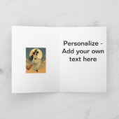 Boho Witchy Woman Astride A Besom Vector Art Feiertagskarte (Innenseite)