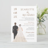 Boho with bride and groom wedding einladung (Stehend Vorderseite)