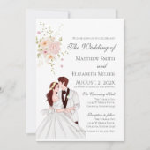 Boho with bride and groom wedding Invitation Einladung (Vorderseite)