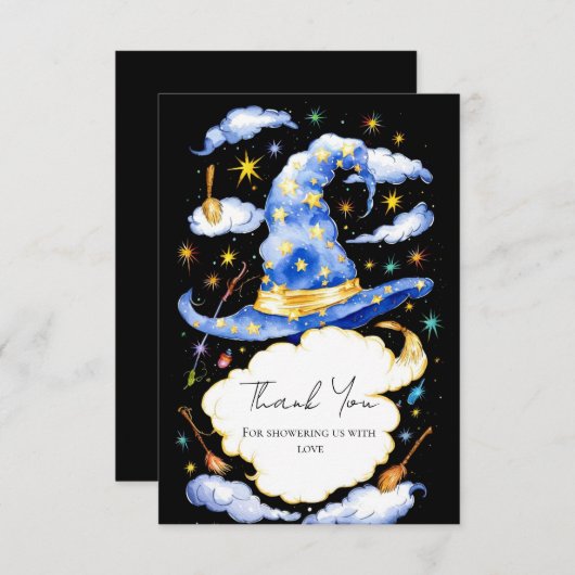 Boho Wizard Hat Baby Shower Dankeskarte (Vorne/Hinten)