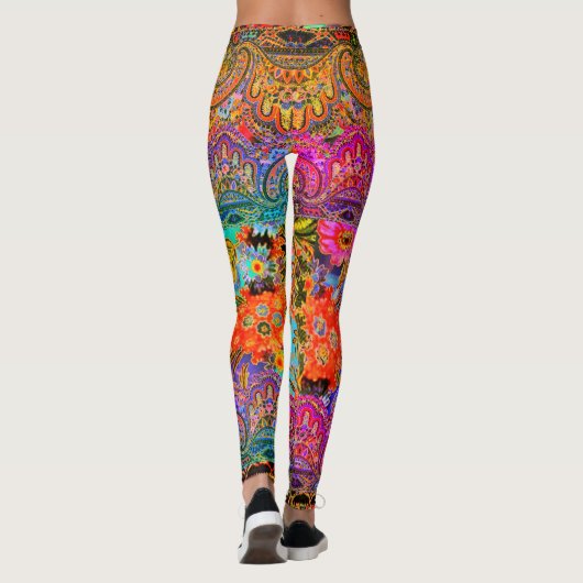 Boho Wohnwagen mit Blumen Leggings (Rückseite)