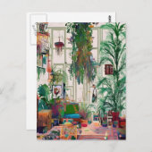 Boho Wohnzimmer voll von Pflanze Postkarte (Vorne/Hinten)