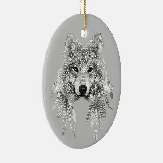 Boho Wolf anpassbar Keramik Ornament (Rechts)