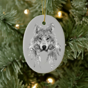 Boho Wolf anpassbar Keramik Ornament