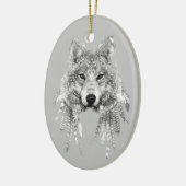 Boho Wolf anpassbar Keramik Ornament (Links)