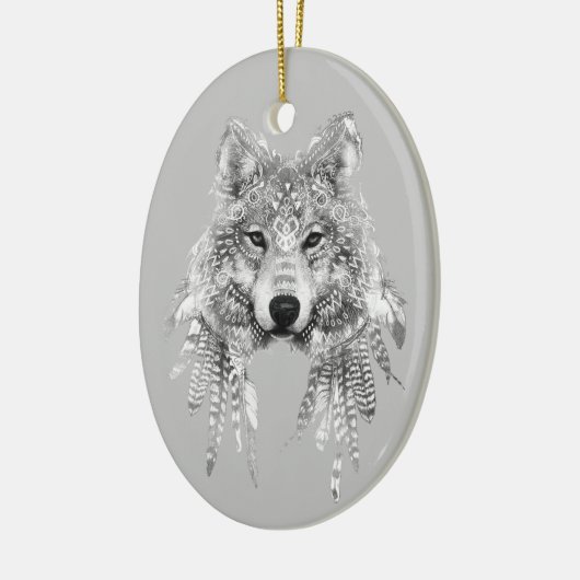 Boho Wolf anpassbar Keramik Ornament (Links)