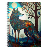 Boho Wolf Surreal Wildlife Art Notebook Notizblock (Vorderseite)