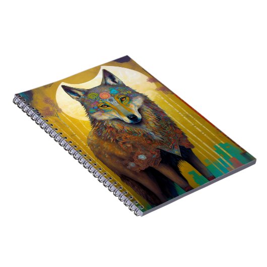 Boho Wolf Surreal Wildlife Art Notizblock (Rechte Seite)