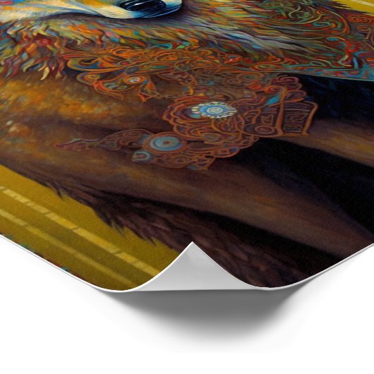 Boho Wolf Surreal Wildlife Art Poster (Ecke)