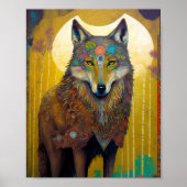 Boho Wolf Surreal Wildlife Art Poster (Vorne)
