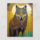 Boho Wolf Surreal Wildlife Art Postkarte (Vorderseite)