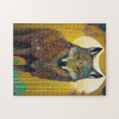 Boho Wolf Surreal Wildlife Art Puzzle (Horizontal)