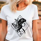 Boho Woman Butterfly Floral Geometric Art Tri-Blend Shirt