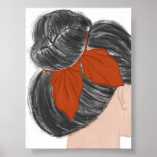 Boho Woman Hair Bucht Mauer Kunstdruckerei Minimal Poster