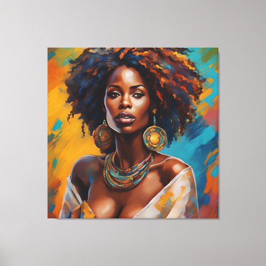 Boho Woman in Sunflower Expressive Hippie Leinwanddruck (Vorderseite)