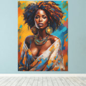 Boho Woman in Sunflower Expressive Hippie Leinwanddruck (Insitu (Holzboden))