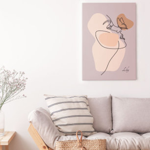 Boho Woman Line Art , Earthy Tones Poster