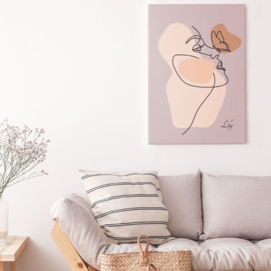 Boho Woman Line Art , Earthy Tones Poster