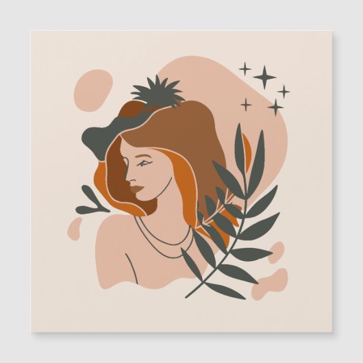 Boho Woman Stars Magnetkarte (Vorderseite)