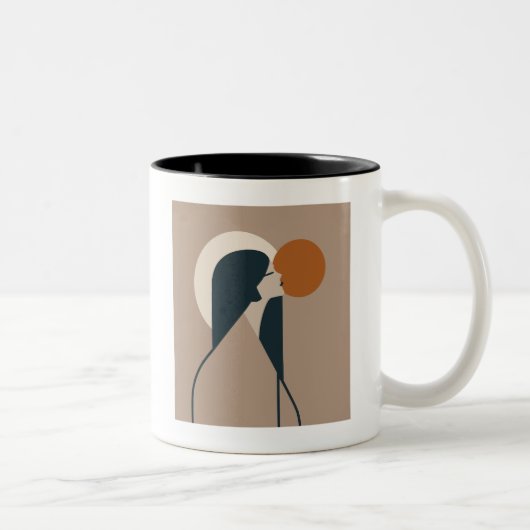 Boho Woman Sun Zweifarbige Tasse (Rechts)