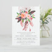 BOHO WOOD BLUSH ANTLER DREAM CATCHER FLORA WEDD EINLADUNG (Stehend Vorderseite)