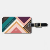 Boho Woodgrain-moderne Retro geometrische Gepäckanhänger (Vorderseite horizontal)