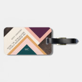 Boho Woodgrain-moderne Retro geometrische Gepäckanhänger (Rückseite horizontal)