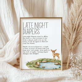 Boho Woodland Animal Baby Dusche Spate Night Diape Poster