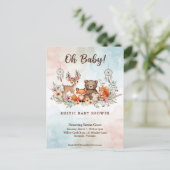 Boho Woodland Animals Baby Shower Invitation Postkarte (Stehend Vorderseite)
