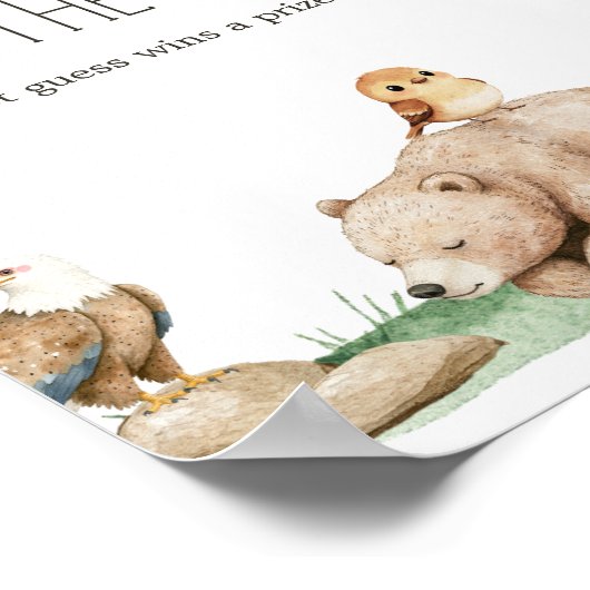 Boho Woodland Animals Baby Showroom Guess Game Sig Poster (Ecke)