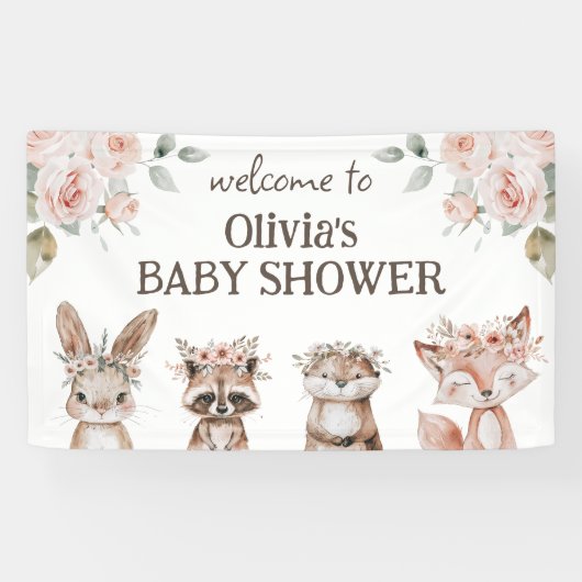 Boho Woodland Animals Babydusche Banner (Horizontal)
