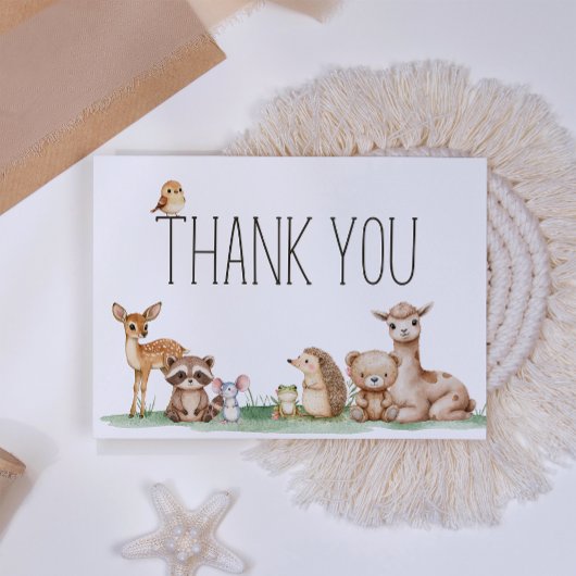 Boho Woodland Animals Babydusche Dankeskarte