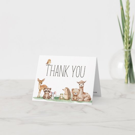 Boho Woodland Animals Babydusche Dankeskarte (Vorderseite)