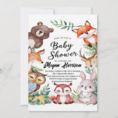 Boho Woodland Animals Babydusche Einladung (Vorderseite)