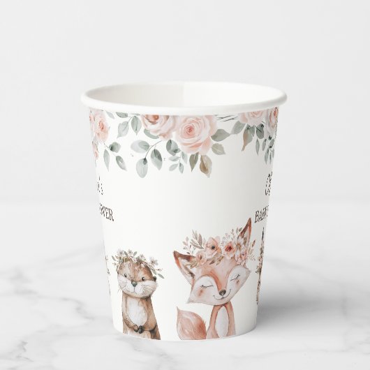 Boho Woodland Animals Babydusche Pappbecher (Links)