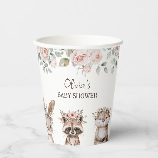 Boho Woodland Animals Babydusche Pappbecher (Vorderseite)