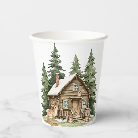 Boho Woodland Animals Babydusche Pappbecher (Vorderseite)