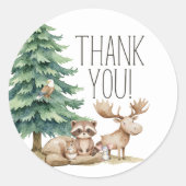 Boho Woodland Animals Babydusche Runder Aufkleber (Vorderseite)