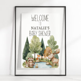 Boho Woodland Animals Babyduschzeichen Poster
