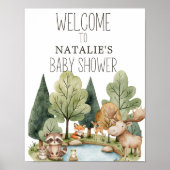 Boho Woodland Animals Babyduschzeichen Poster (Vorne)
