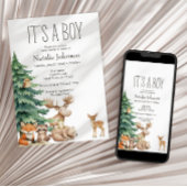 Boho Woodland Animals Boy Baby Dusche Einladung