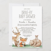 Boho Woodland Animals Drive-By-Baby-Dusche Einladung (Vorderseite)