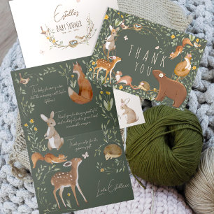 Boho Woodland Animals Forest Friends Kinderdusche Dankeskarte